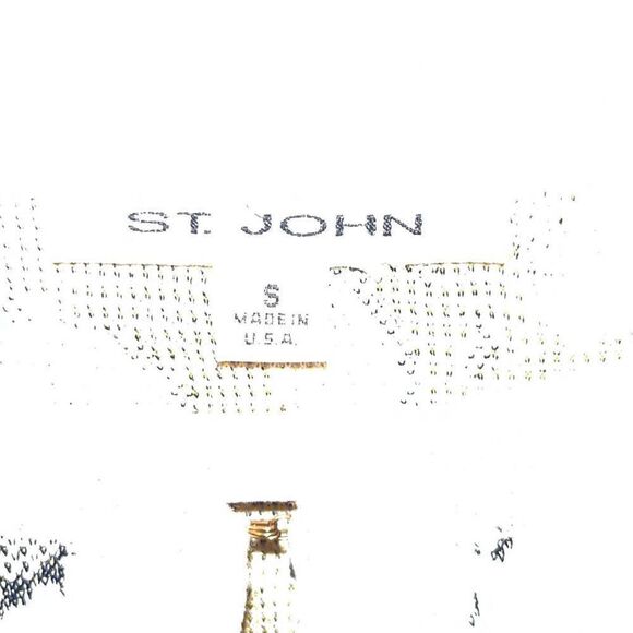 ST. JOHN Yellow White Black Abstract Floral Wool Blend Knit Pullover Small - Picture 3 of 13